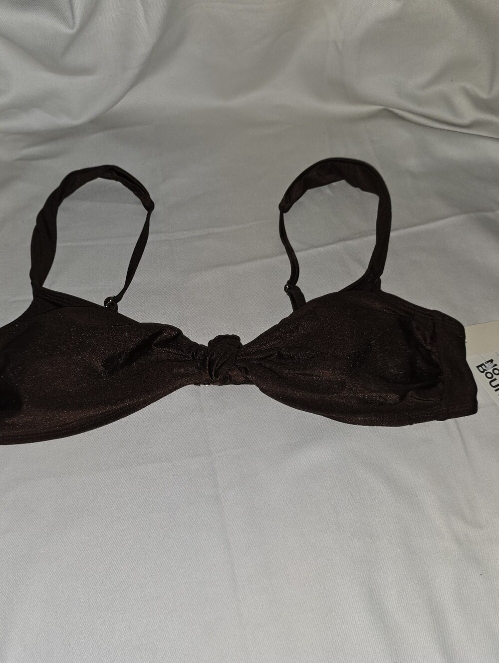 No Boundaries Warm Chocolate Bikini Top Only New with tags XL 16-18 Knot-Front